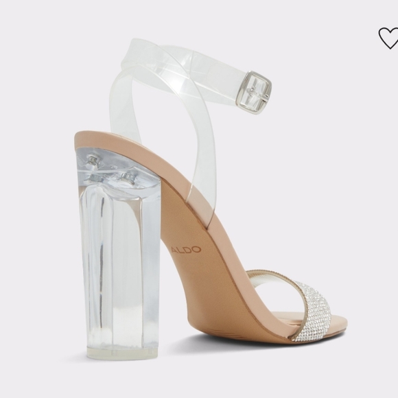 Aldo Clear and Nude Heels with Rhinestone Strap - Picture 3 of 10